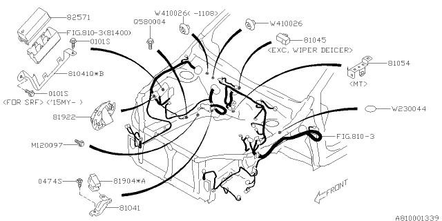 2015 Subaru XV Crosstrek Bulkhead Wiring Harness 81402FJ013 Engine Bay Wire OEM