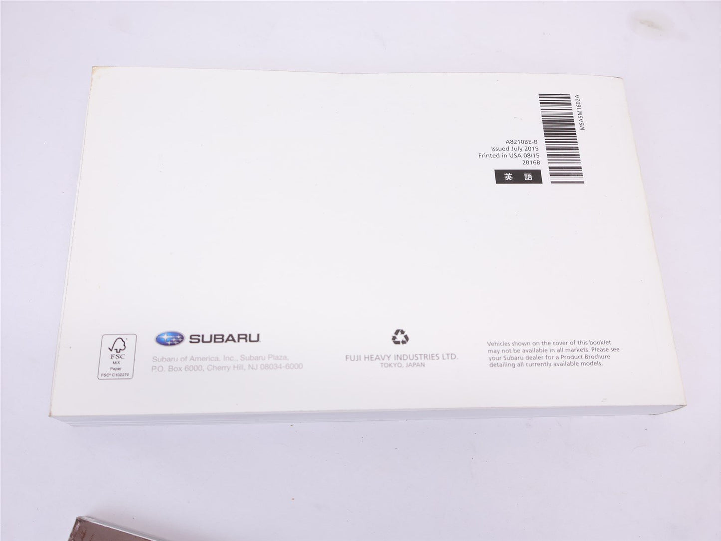 2016 Subaru Forester Owners Manual Book with Case and Booklets