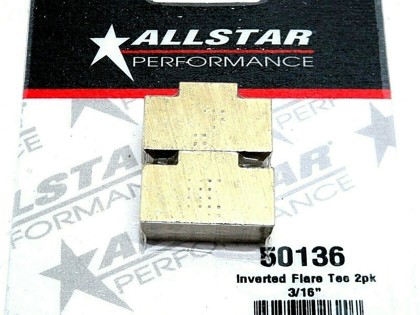 Allstar Performance Brake Adapter Fitting 3 Way Tee 3/16" Hardline 3/8 -24 Inverted Flare Brass 2pk