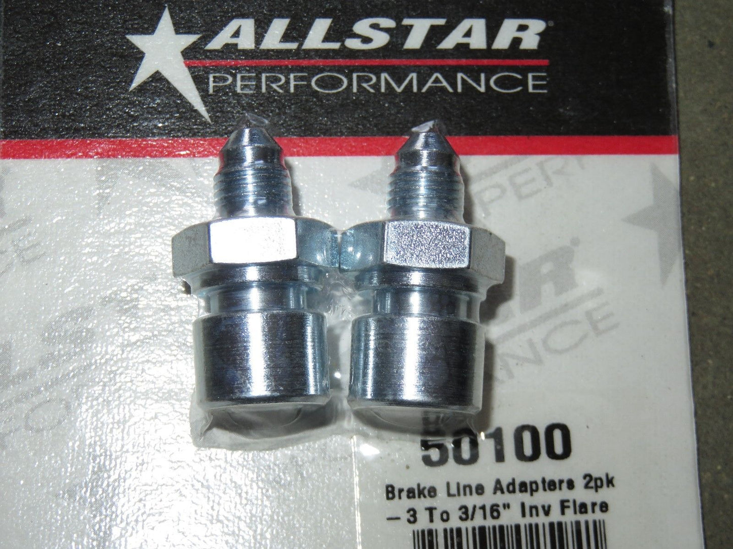 Allstar Performance Steel Brake Line Adapter -3 AN To 3/16" Inverted Flare 2pk ALL50100