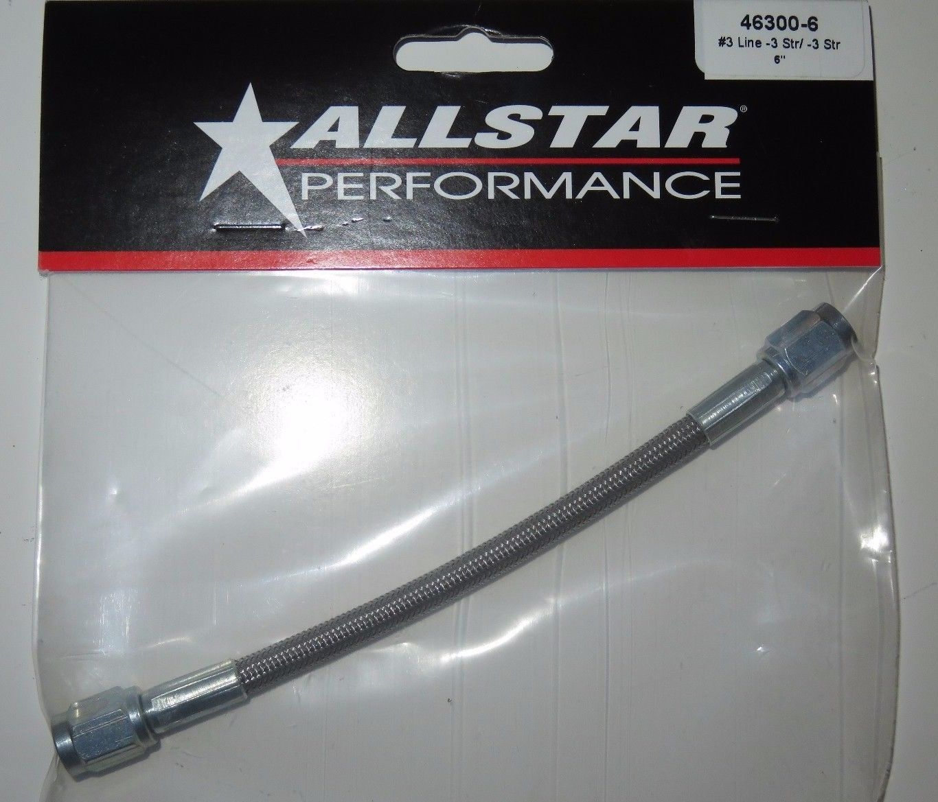 Allstar Performance Braided Stainless Steel Brake Line Hose 6" 3 An Straight End