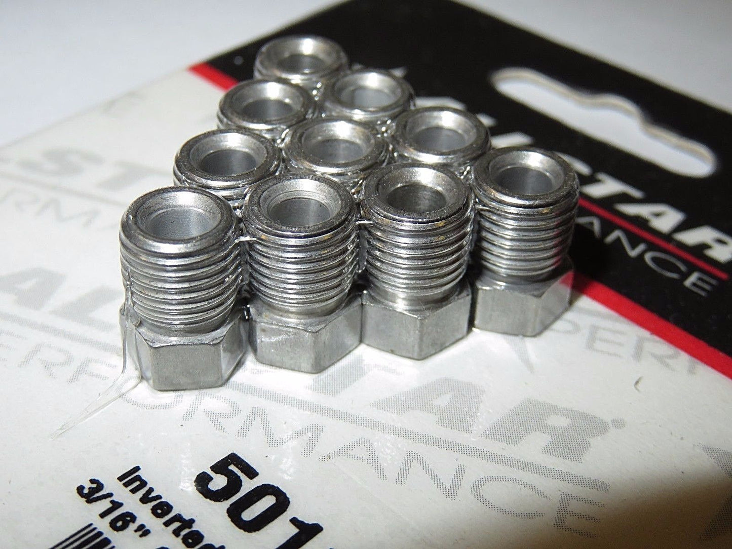 Allstar Performance 3/16" Brake Line Inverted Flare Nut 3/8" -24 Fitting Stainless 10 Pack