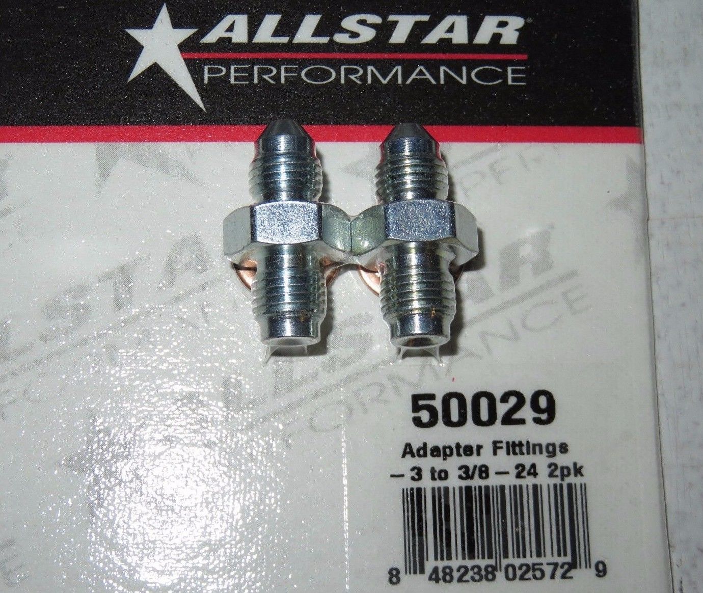 Allstar Performance 3/8"-24 to -3 AN Brake Caliper Adapter Fitting w/ Washer 2pk ALL50029