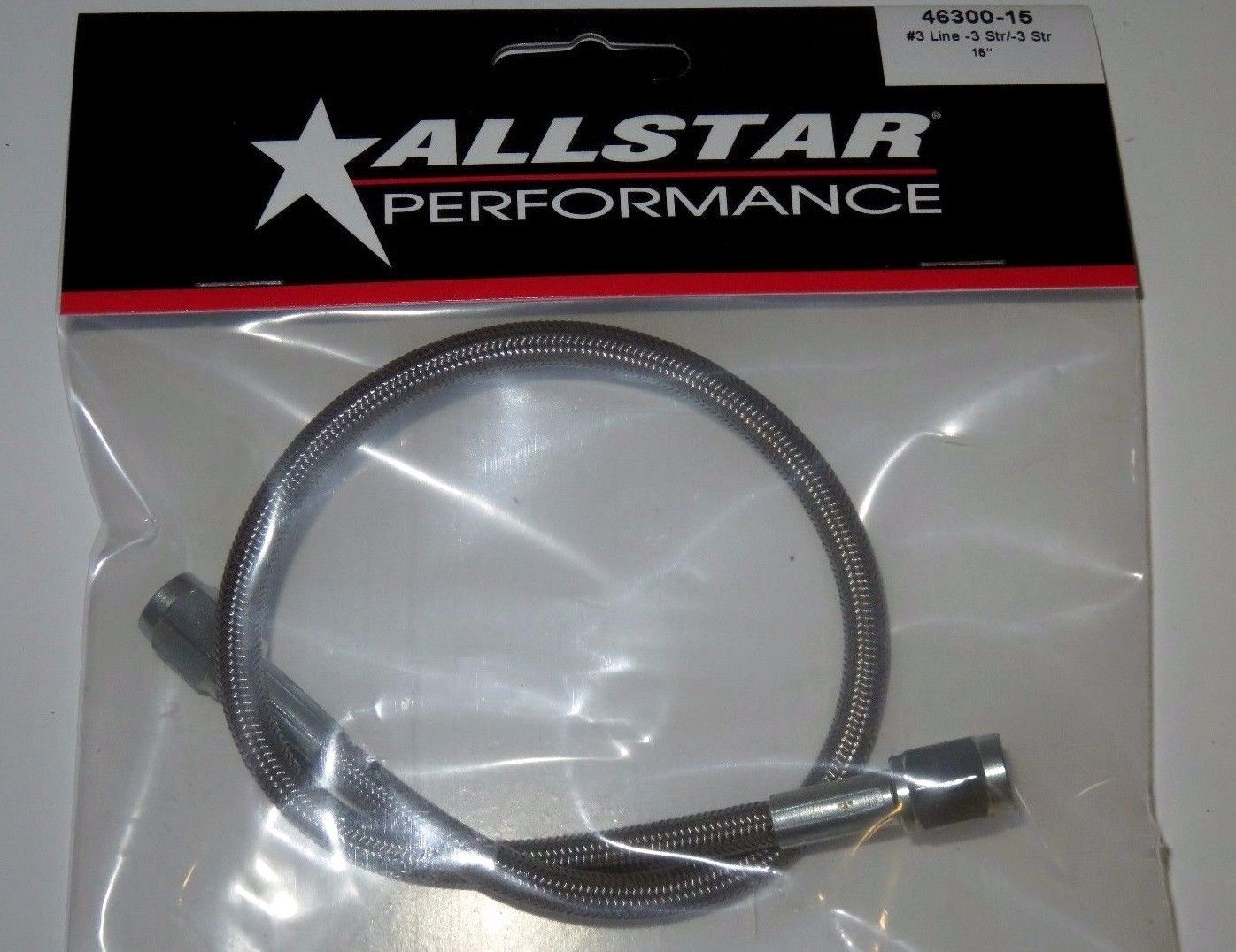 Braided Stainless Steel Brake Line Hose 15" 3 An Straight End ALL46300-15