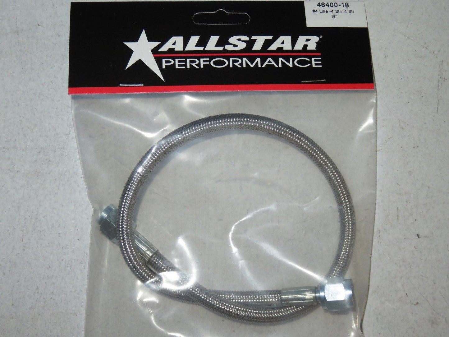 Allstar Performance Braided Stainless Steel Brake Line 18" 4 An Straight End 18 inch Length