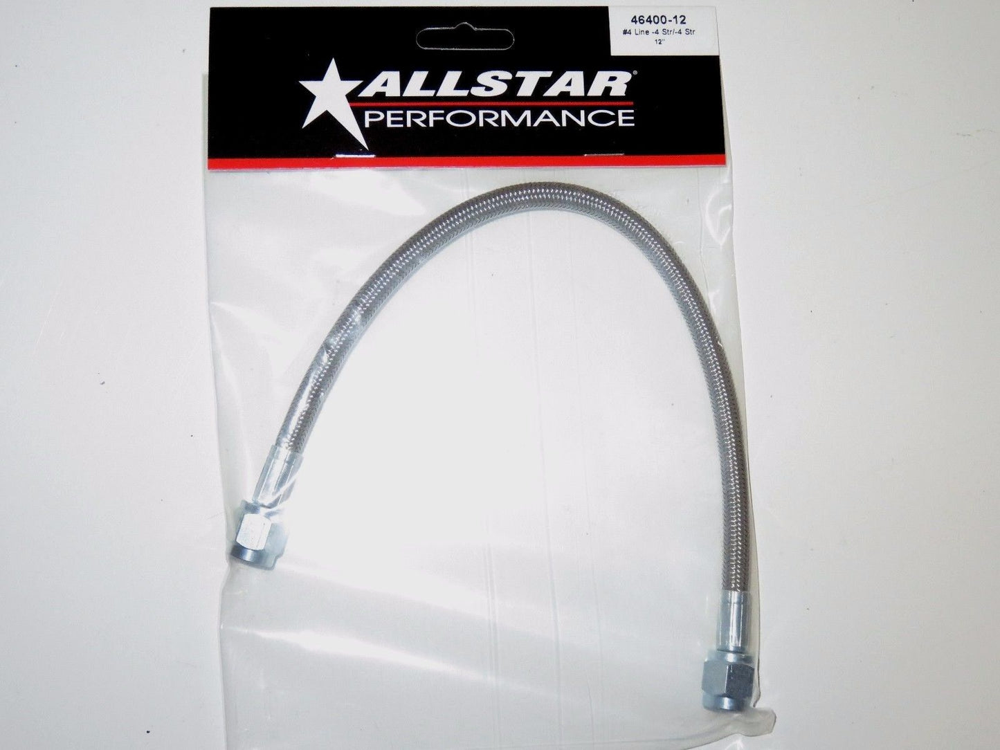 Allstar Performance Braided Stainless Steel Brake Line 12" 4 An Straight End 12 inch