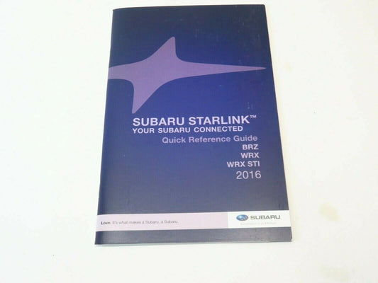 2016 Subaru WRX / WRX STI / BRZ Starlink Reference Guide Owners Manual Book 16