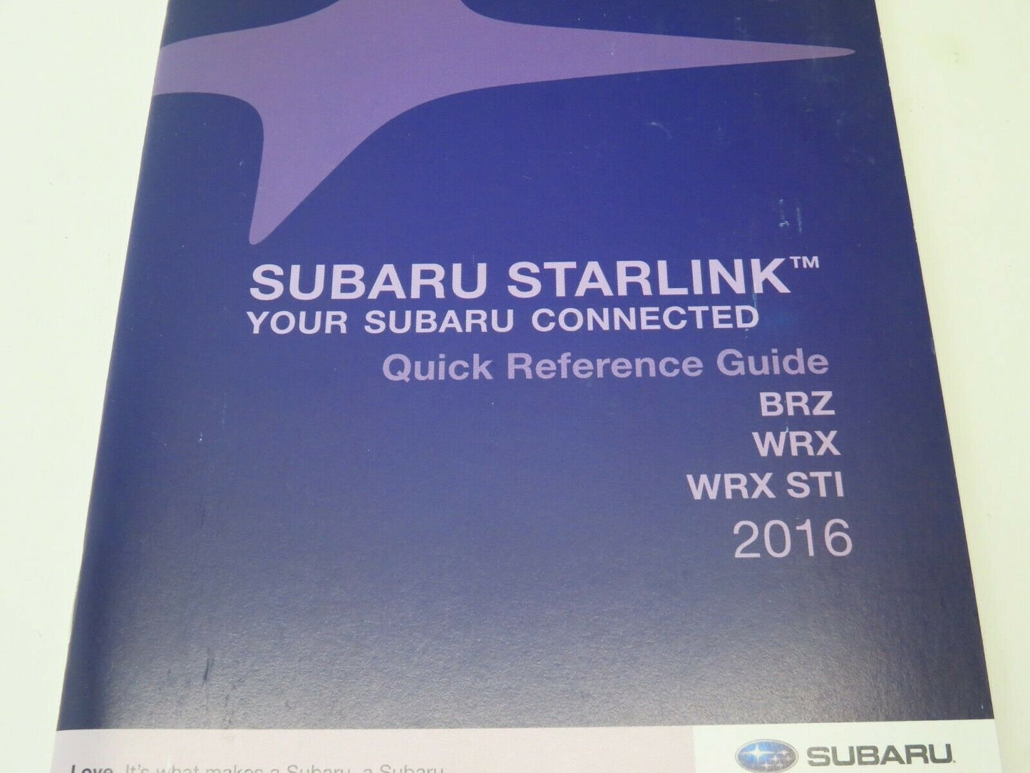 2016 Subaru WRX / WRX STI / BRZ Starlink Reference Guide Owners Manual Book 16