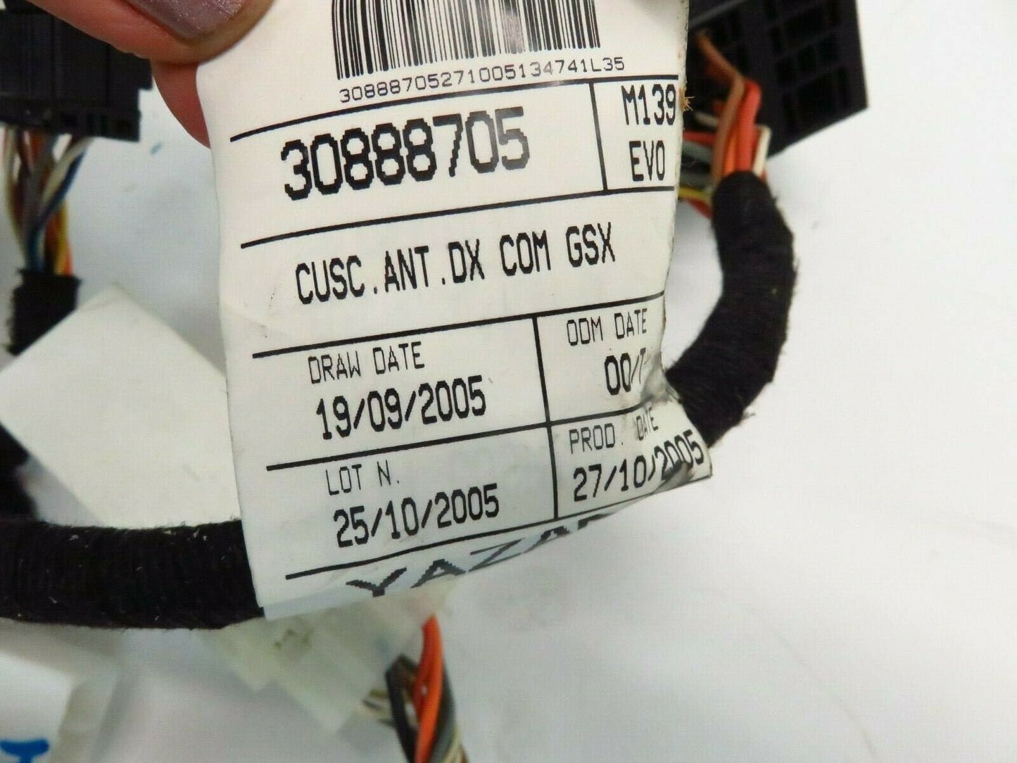2006 Maserati Quattroporte Passenger Front Seat Wiring Harness RH 30888705 03-07