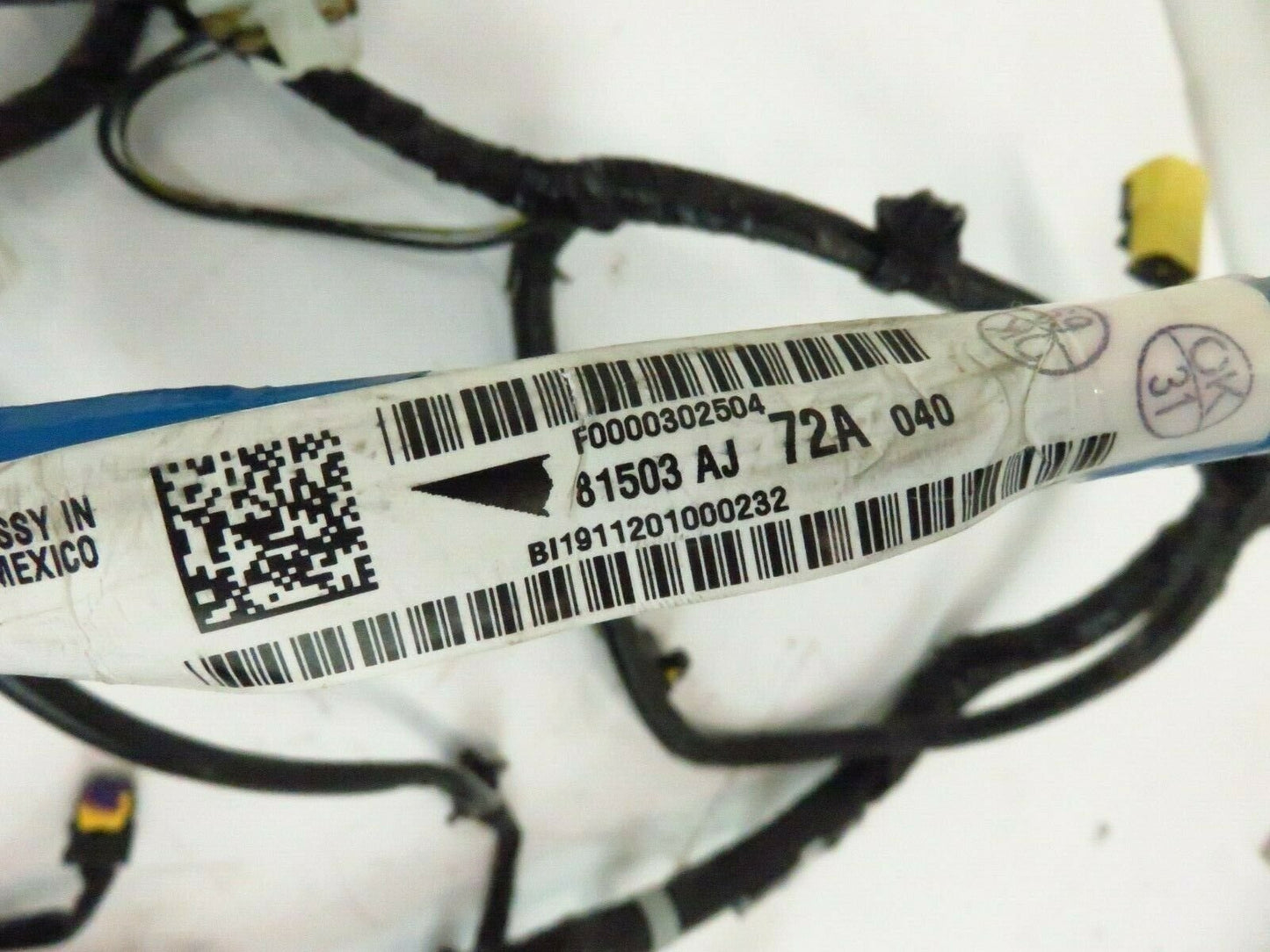 2013 Subaru Outback Wiring Harness LH Rear Wire 81503AJ72A OEM 13