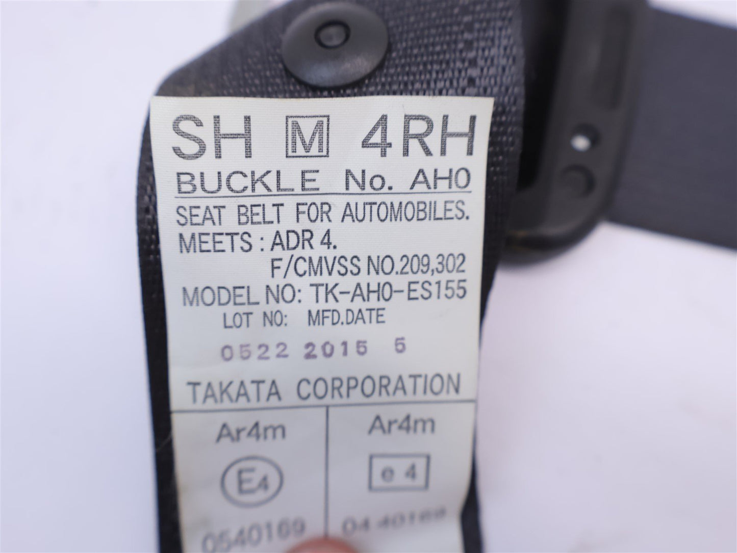 2019 Subaru WRX REAR Seat Belt Assembly Passenger Right RH Side OEM 2015-2021