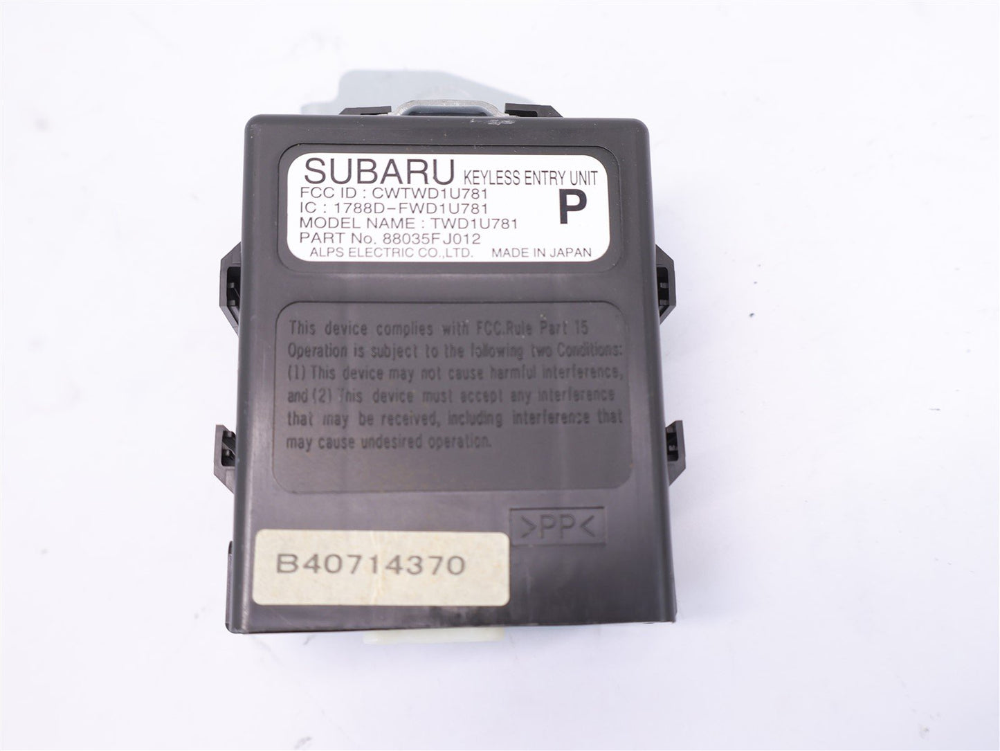 2016 Subaru WRX STI Keyless Entry Module Unit 88035FJ012 OEM 2015-2019