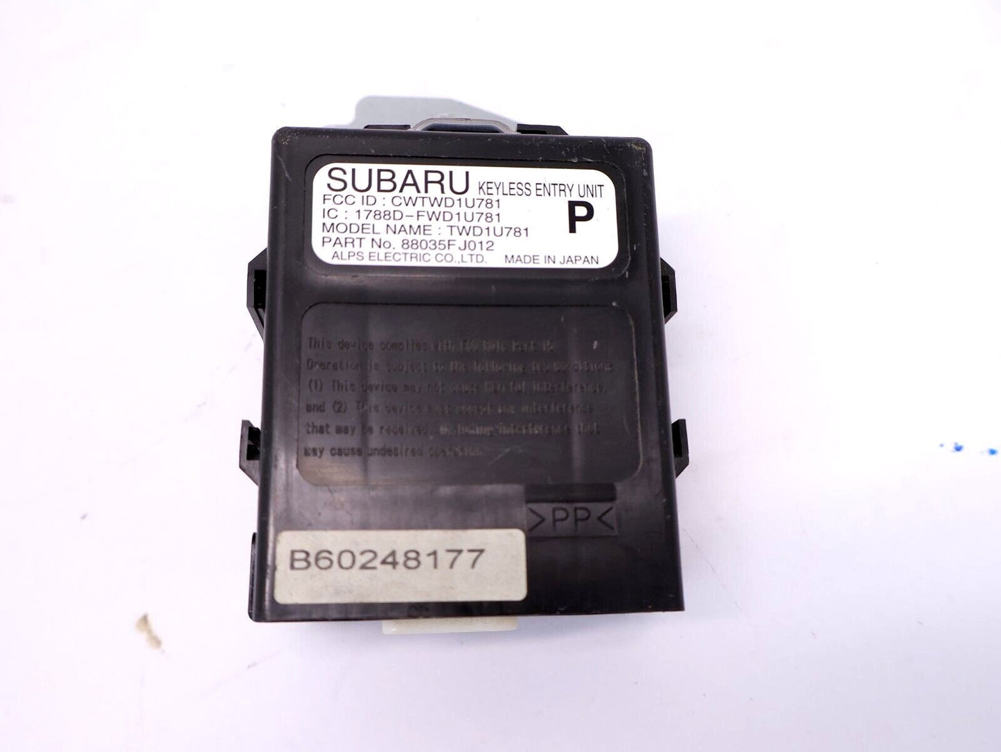 2016 Subaru WRX STI Keyless Entry Module Unit 88035FJ012 OEM 2015-2019