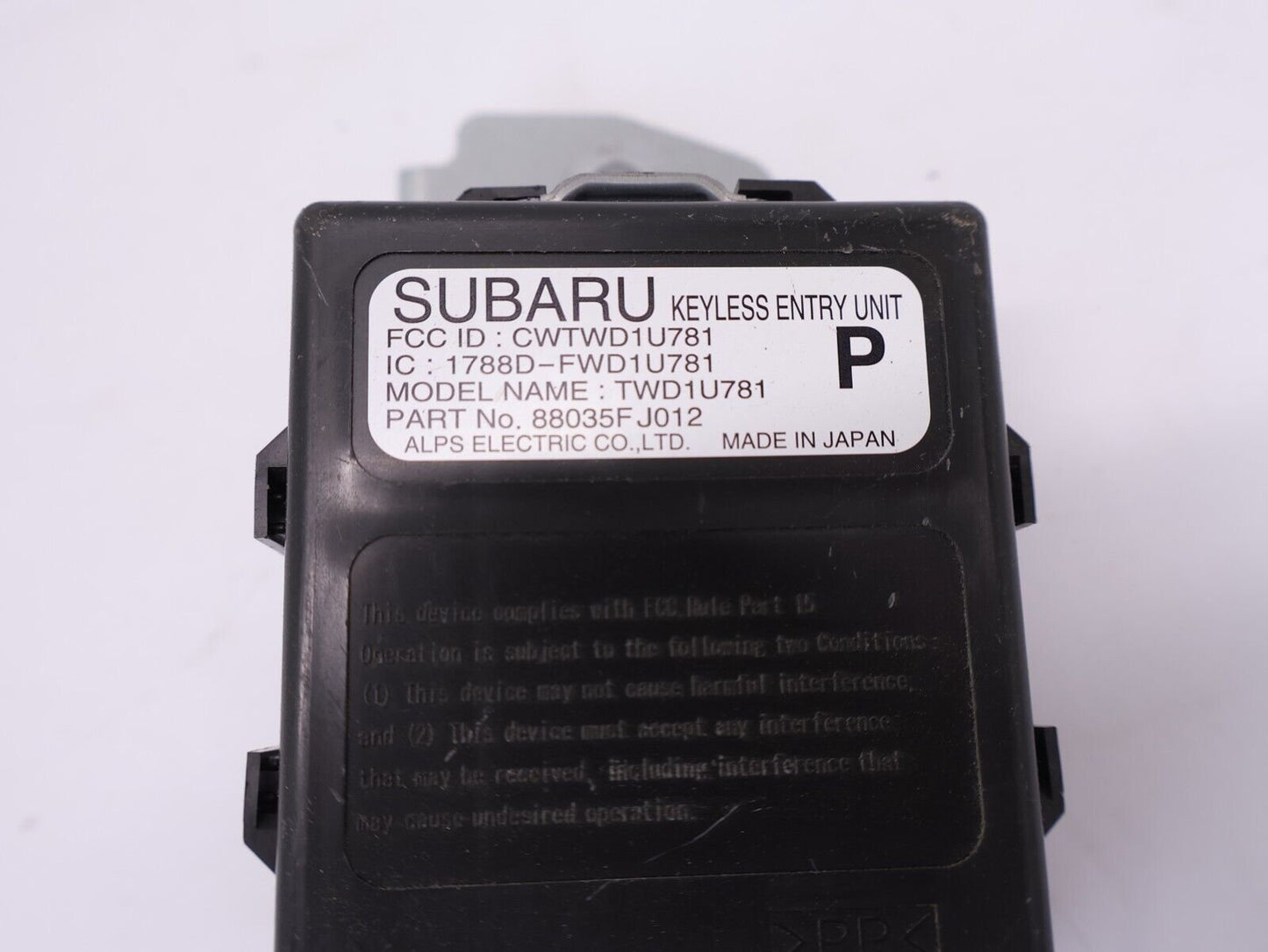 2016 Subaru WRX STI Keyless Entry Module Unit 88035FJ012 OEM 2015-2019