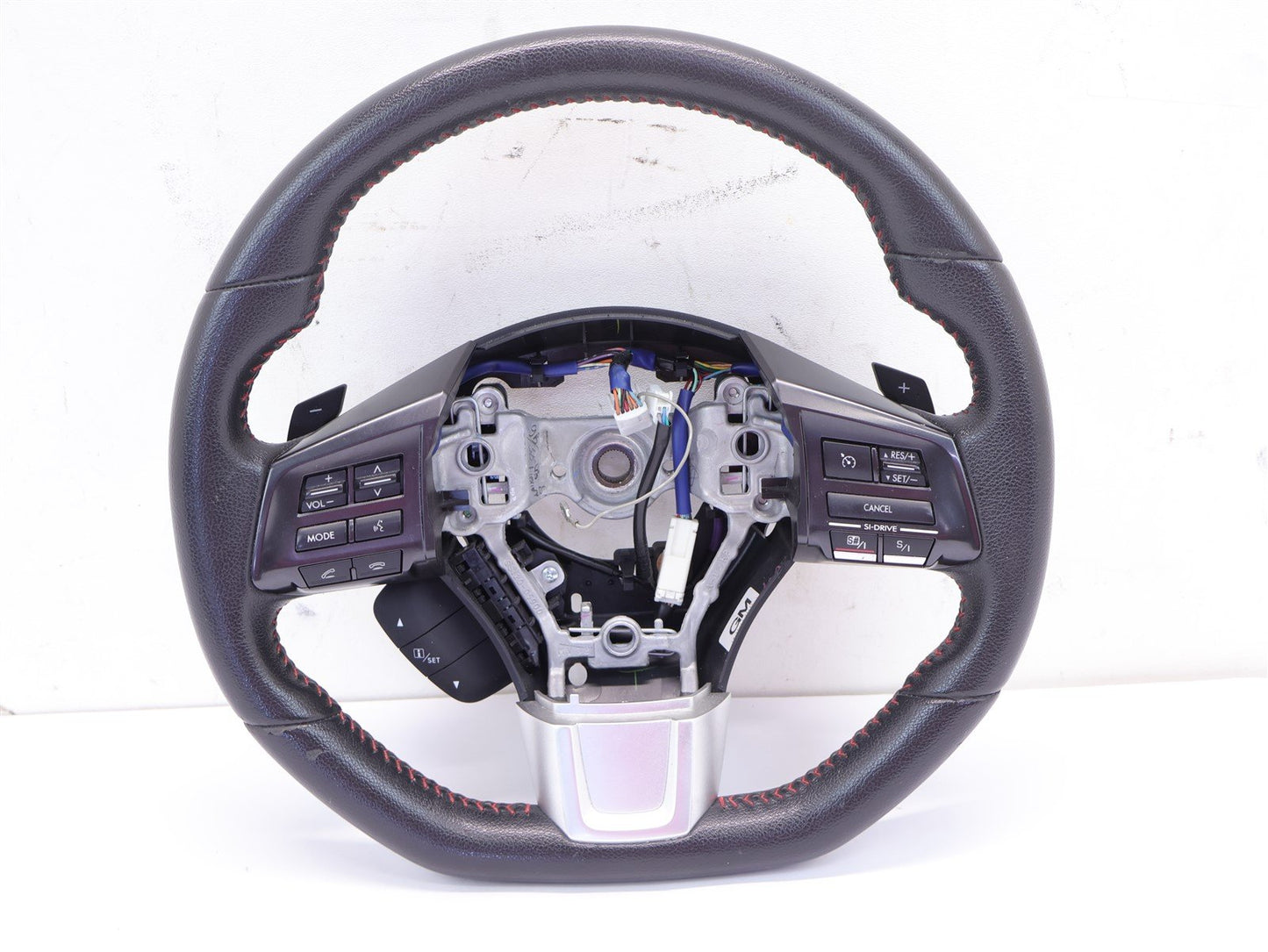 2015 Subaru WRX Driver Wheel Black Leather Red Stitch Paddle Shift WORN OEM 15