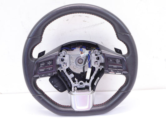 2015 Subaru WRX Driver Wheel Black Leather Red Stitch Paddle Shift WORN OEM 15