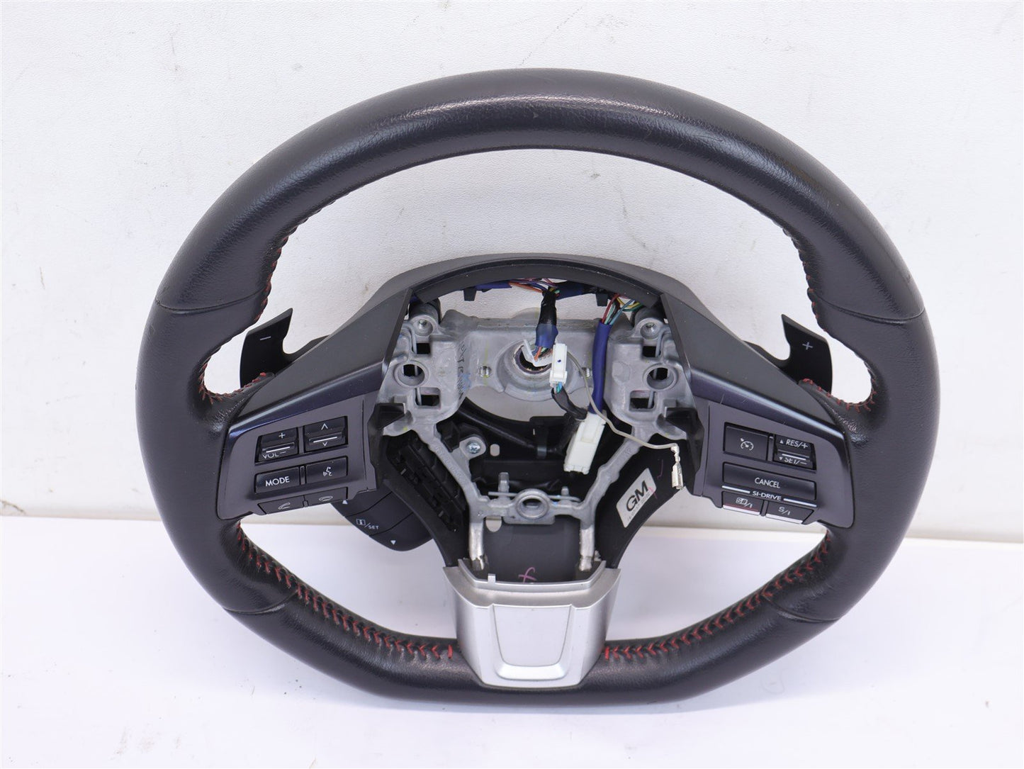 2015 Subaru WRX Driver Wheel Black Leather Red Stitch Paddle Shift WORN OEM 15