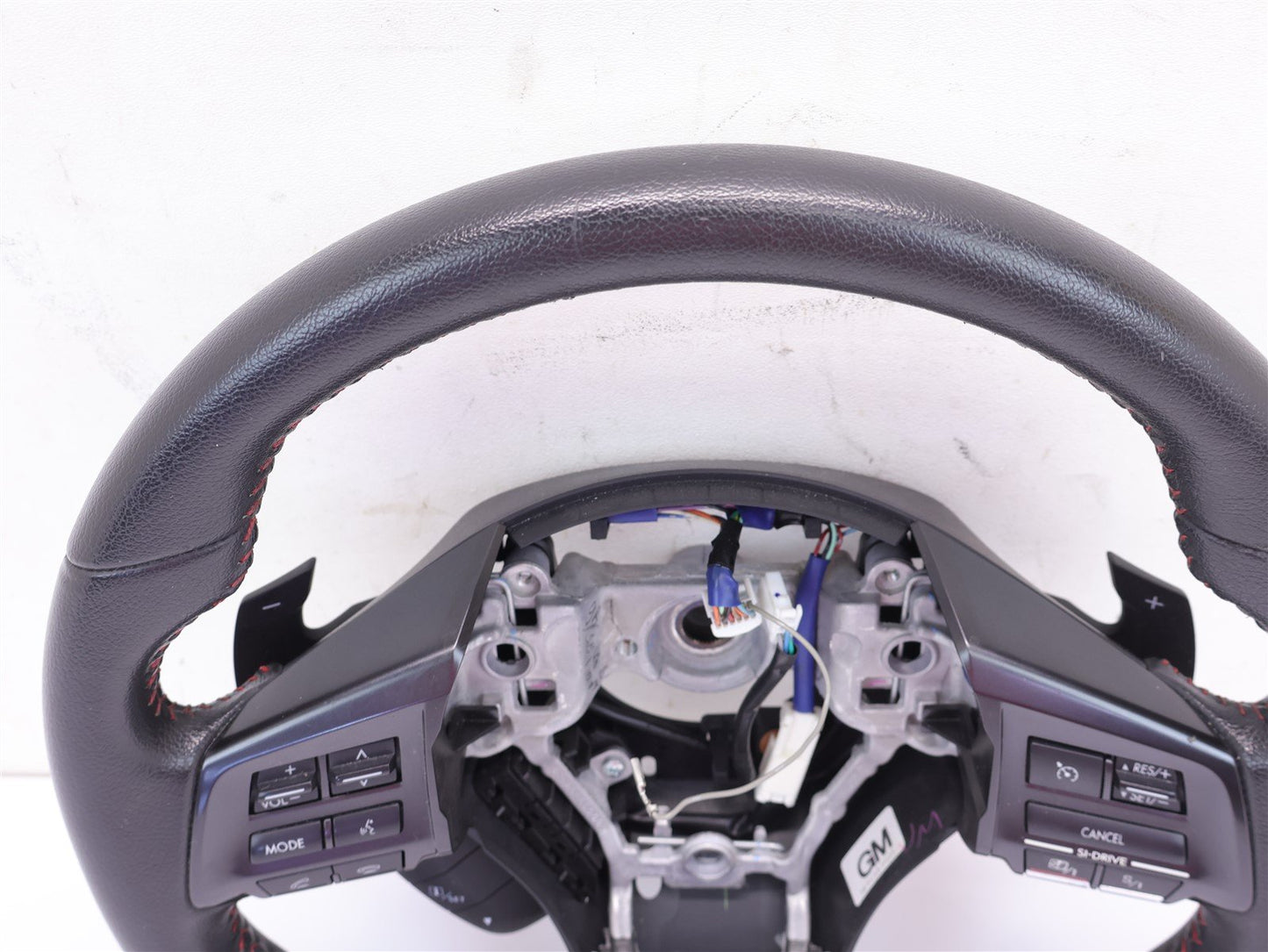 2015 Subaru WRX Driver Wheel Black Leather Red Stitch Paddle Shift WORN OEM 15