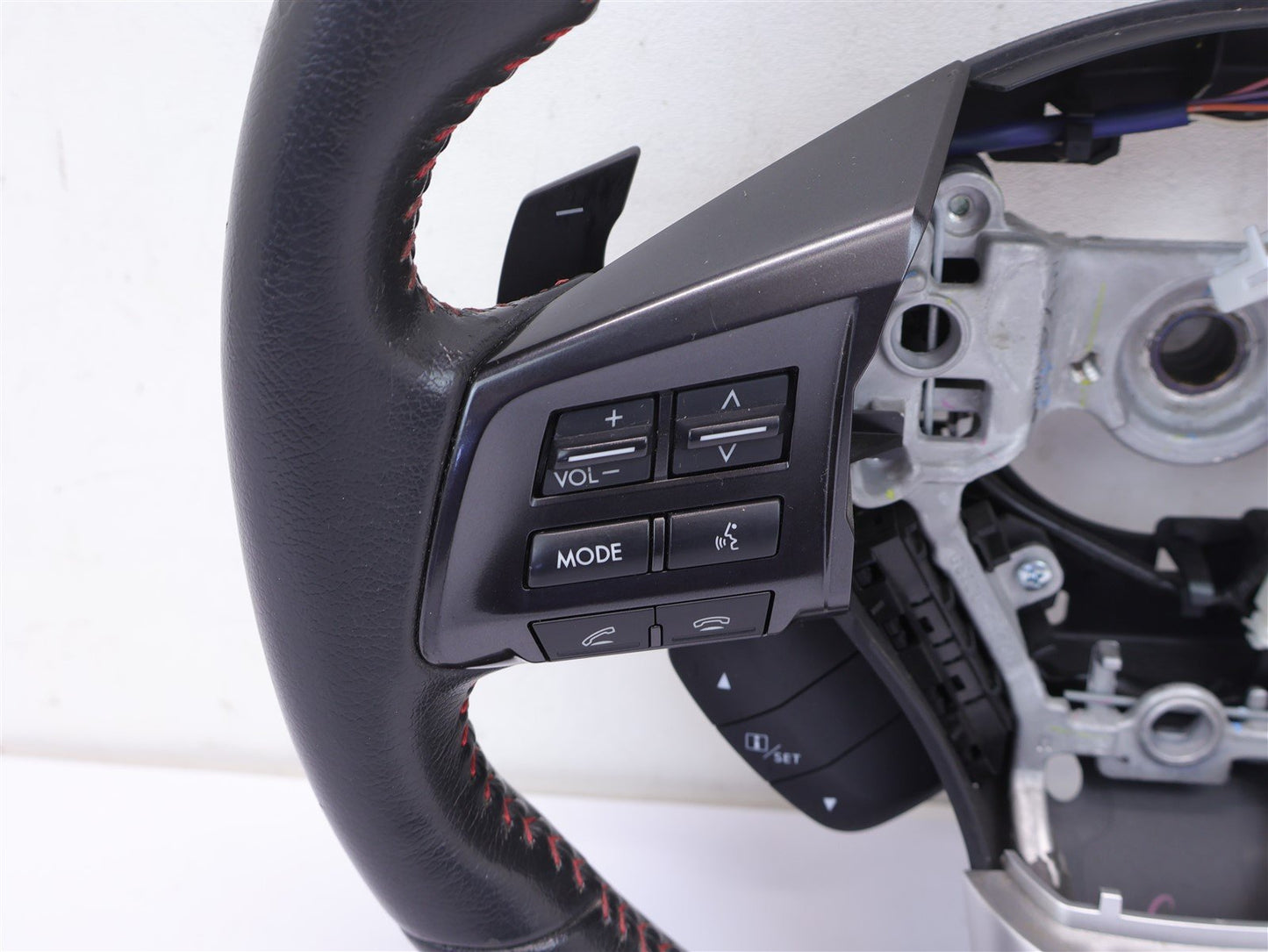 2015 Subaru WRX Driver Wheel Black Leather Red Stitch Paddle Shift WORN OEM 15