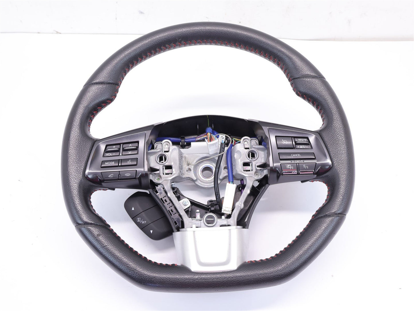 2015 Subaru WRX Driver Wheel Black Leather Red Stitch Paddle Shift WORN OEM 15