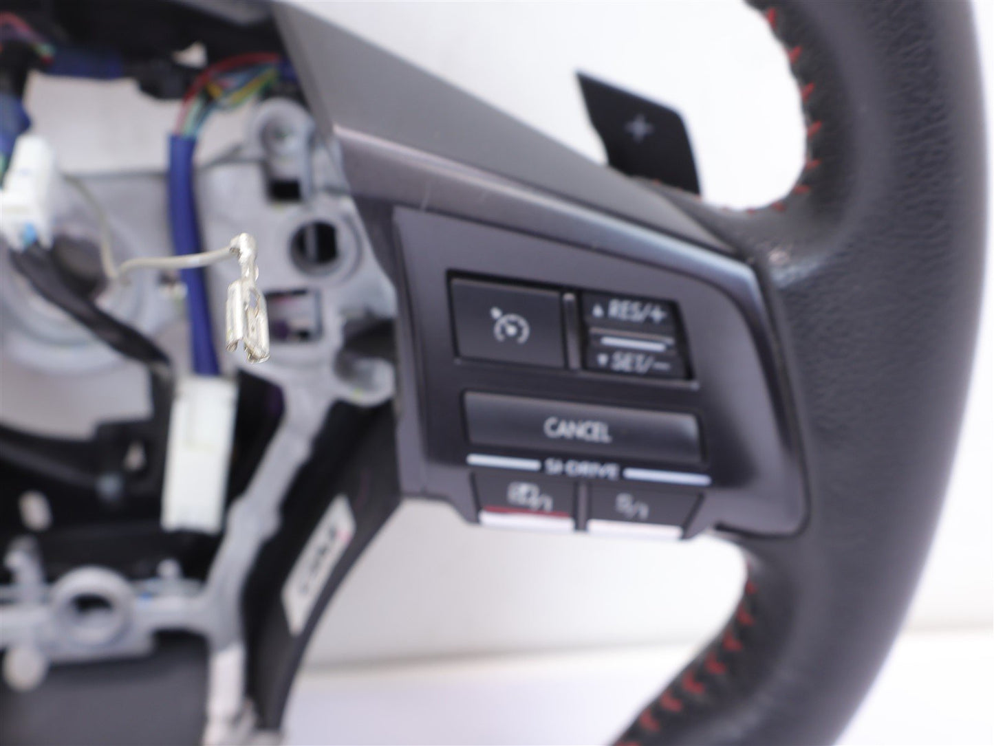 2015 Subaru WRX Driver Wheel Black Leather Red Stitch Paddle Shift WORN OEM 15