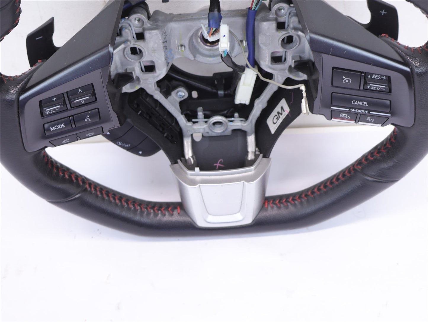 2015 Subaru WRX Driver Wheel Black Leather Red Stitch Paddle Shift WORN OEM 15
