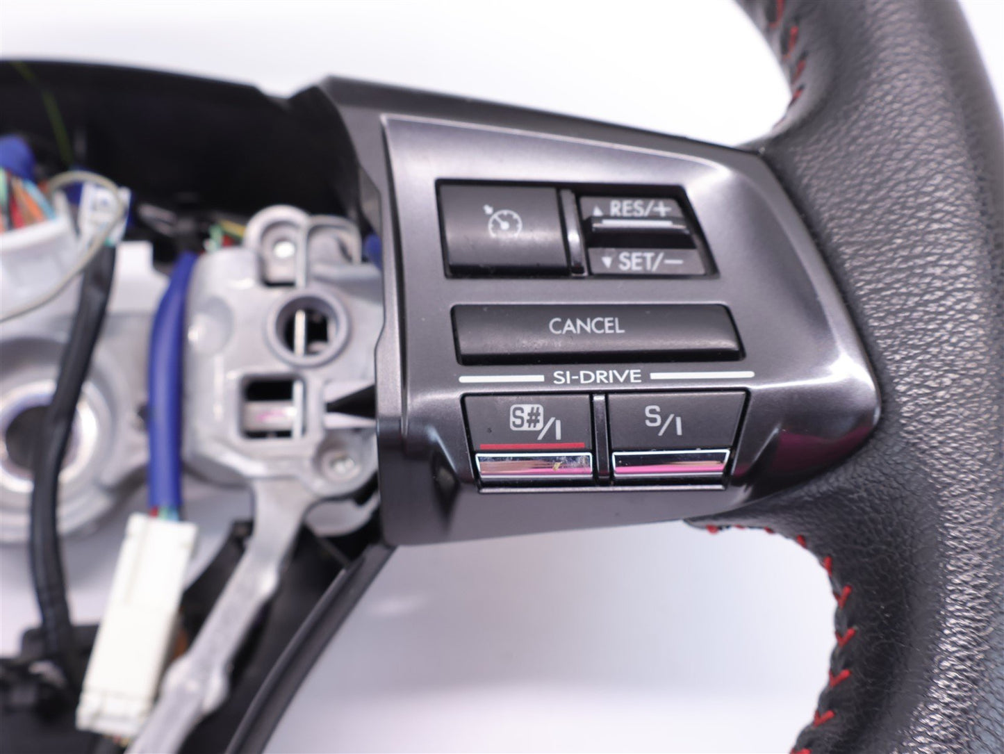 2015 Subaru WRX Driver Wheel Black Leather Red Stitch Paddle Shift WORN OEM 15