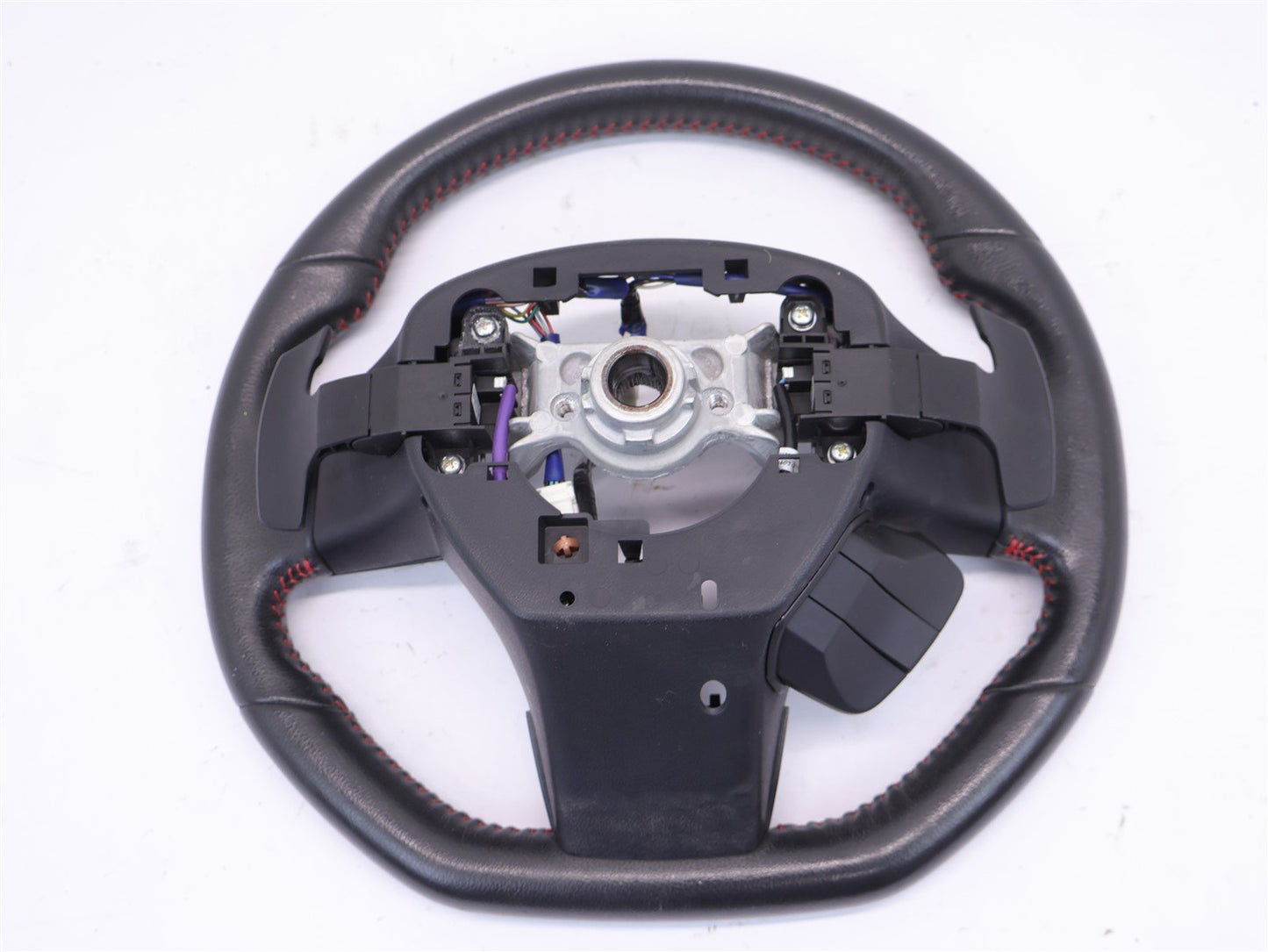 2015 Subaru WRX Driver Wheel Black Leather Red Stitch Paddle Shift WORN OEM 15