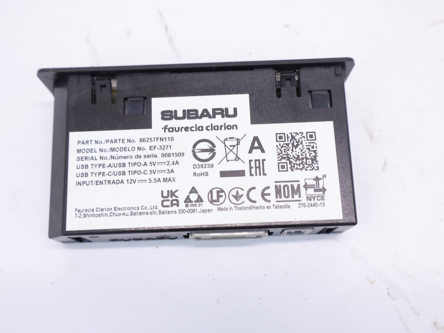 2024-2025 Subaru Crosstrek Auxiliary Jack USB AUX Port Unit OEM 86257FN110