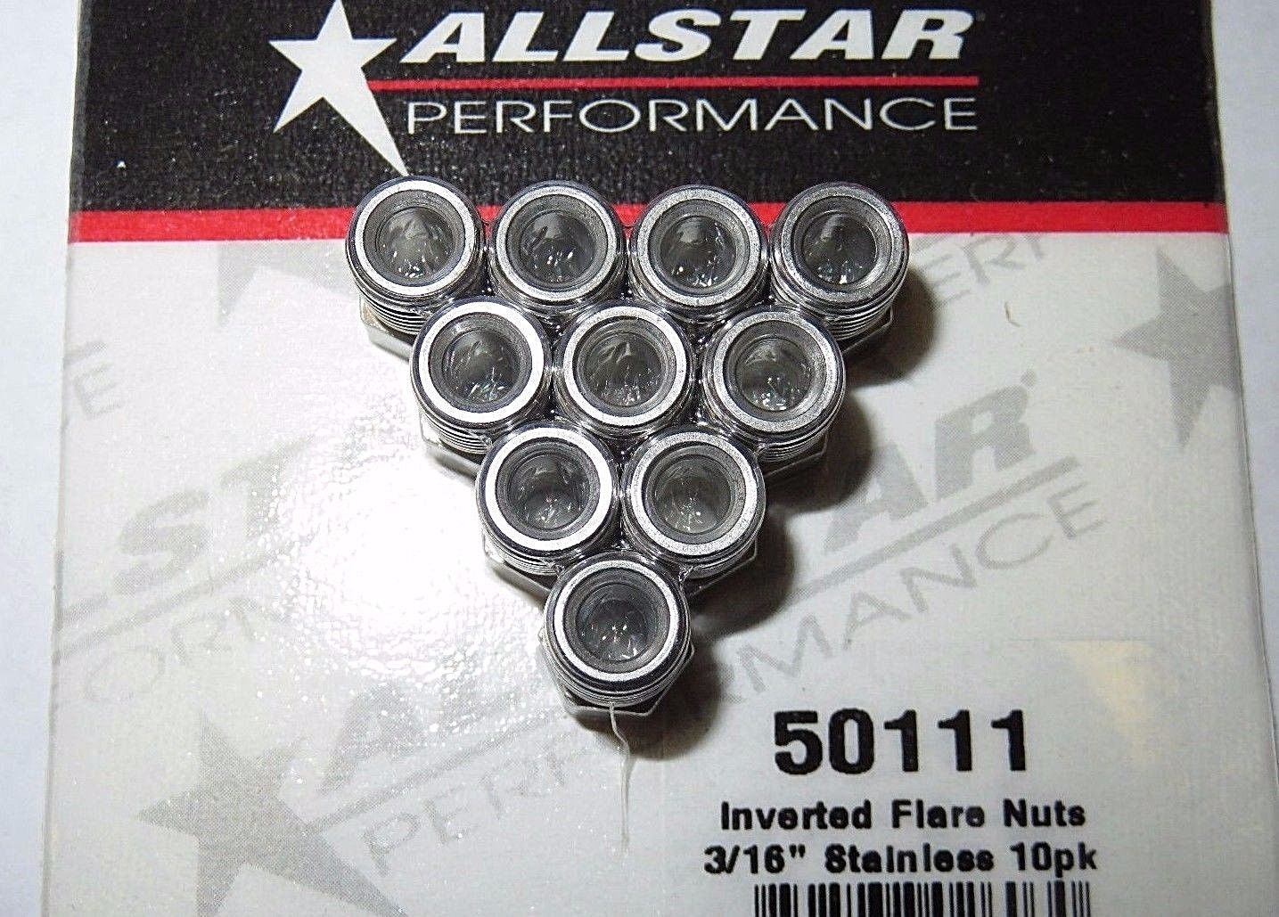 3/16" Brake Line Inverted Flare Nut 3/8" -24 Fitting Stainless 10 Pack