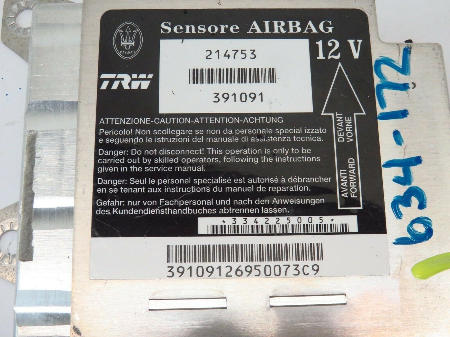 2006 Maserati Quattroporte SRS Control Module Sensor Bag 214753 OEM 06