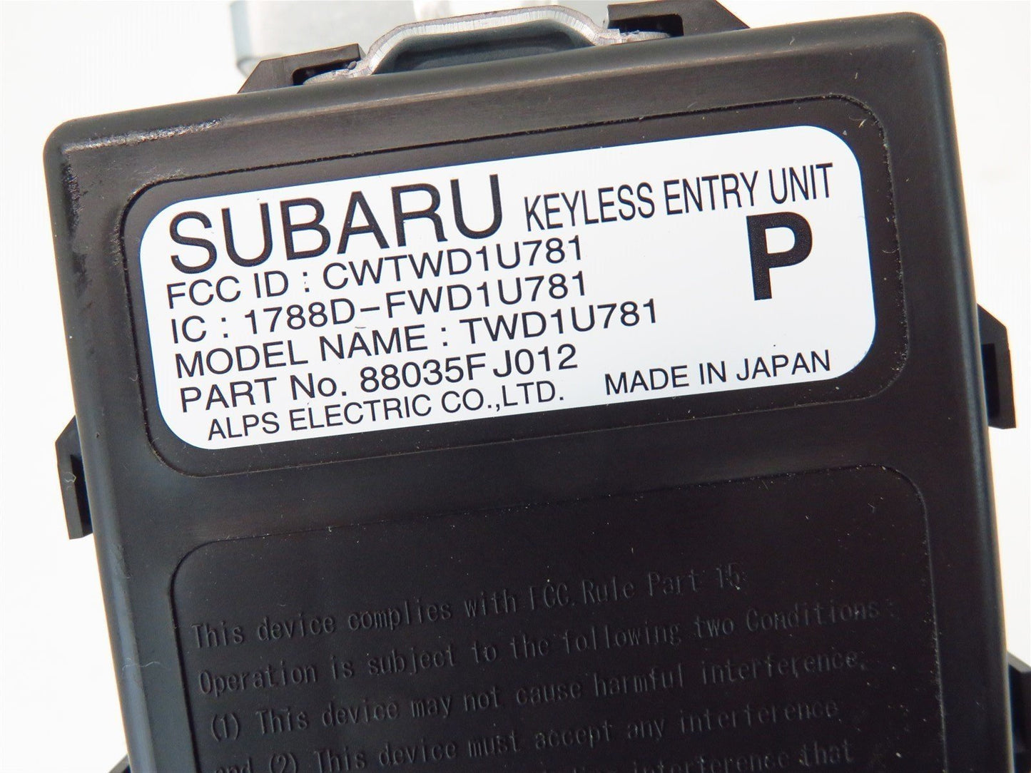 15-19 Subaru WRX Keyless Entry Remote Unit Module OEM 2015-2019