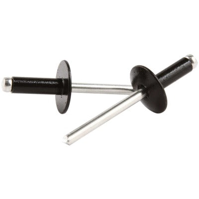 3/16 Aluminum Mandrel Pop Rivets Large Head Black Box/ 250 1/4" to 3/8"